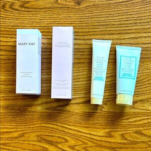 New Mary Kay, exfoliating scrub, moisture renewing gel mask, satin hands lot